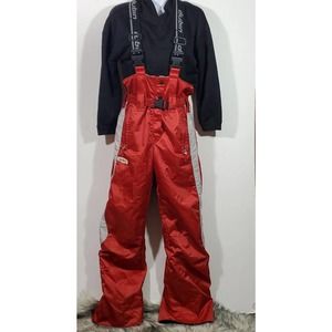 Dubin Size 12 Red Gray Snap Suspenders Windproof Waterproof Winter Snow Pants